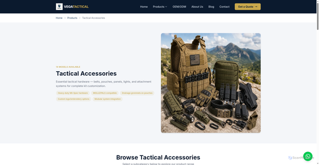 Security scan screenshot of https://vegatactical.pages.dev/products/tactical-accessories