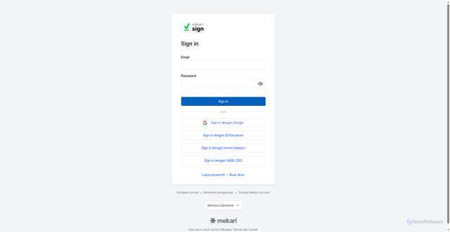 Security scan screenshot of account.mekari.com