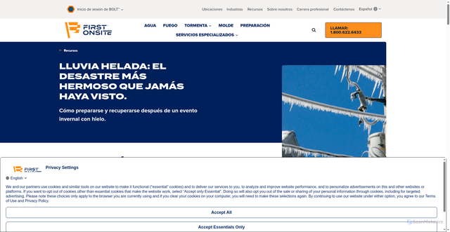 Security scan screenshot of https://firstonsite.com/es/resource/freezing-rain-the-most-beautiful-disaster-youve-ever-seen/