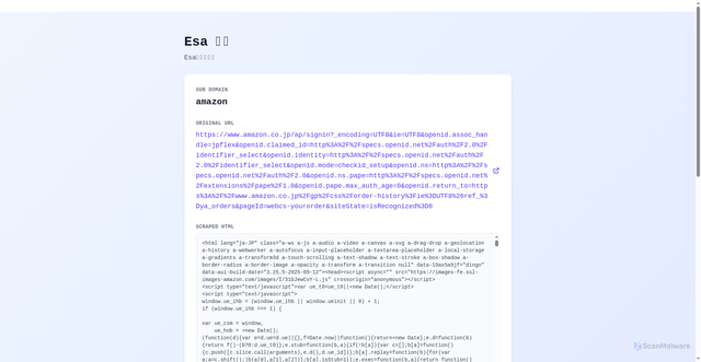Security scan screenshot of https://acouunt.net/esas/1