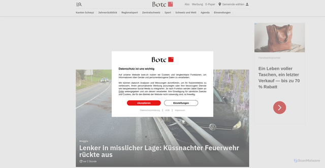Security scan screenshot of https://www.bote.ch