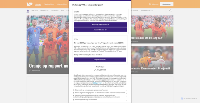 Security scan screenshot of https://voetbalprimeur.nl