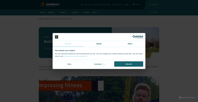 Security scan screenshot of https://www.vanraam.com/en-gb/news/building-fitness-while-cycling