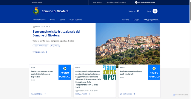 Security scan screenshot of https://www.comune.nicotera.vv.it/