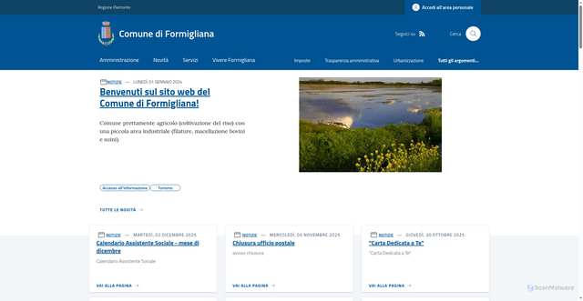 Security scan screenshot of https://www.comune.formigliana.vc.it/