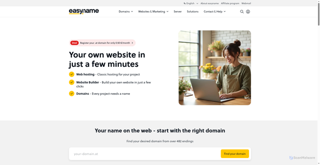 Security scan screenshot of https://easyname.at