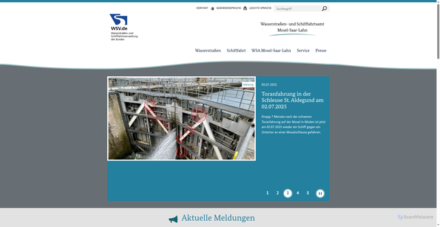 Security scan screenshot of https://www.wsa-mosel-saar-lahn.wsv.de/Webs/WSA/Mosel-Saar/DE/Startseite/startseite_node.html