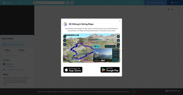 Security scan screenshot of https://peakvisor.com/peak/hayli-gubbi.html