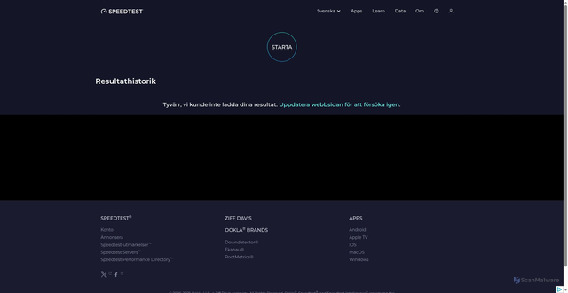 Security scan screenshot of https://6d79627062323231367179.pages.dev/sv/results