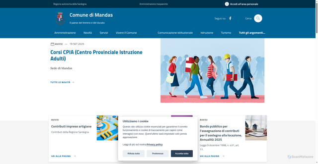 Security scan screenshot of https://www.comune.mandas.su.it/
