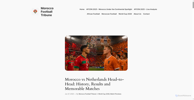 Security scan screenshot of https://moroccofootballtribune.com/morocco-vs-netherlands-head-to-head-history-results-and-memorable-matches/