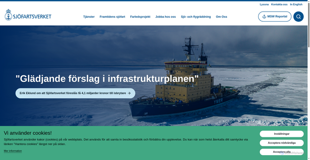 Security scan screenshot of https://www.sjofartsverket.se/