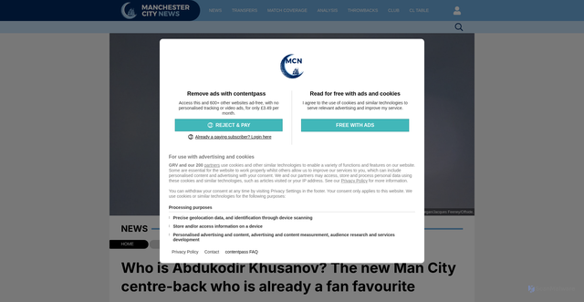 Security scan screenshot of https://www.manchestercity.news/who-is-abdukodir-khusanov-the-new-man-city-centre-back-who-is-already-a-fan-favourite/