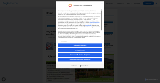 Security scan screenshot of https://www.regiojournal.saarland