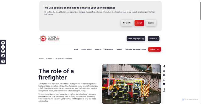 Security scan screenshot of https://www.dsfire.gov.uk/careers/role-firefighter