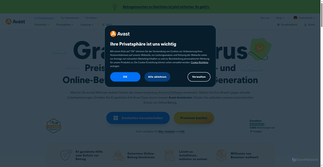 Security scan screenshot of https://ping.avast.com