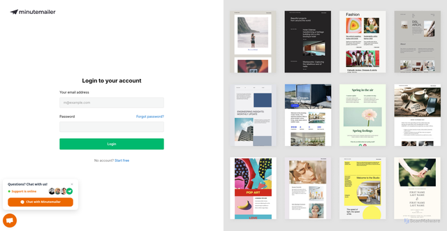 Security scan screenshot of https://app.minutemailer.com/