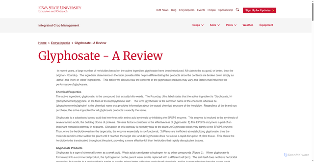 Security scan screenshot of https://crops.extension.iastate.edu/encyclopedia/glyphosate-review