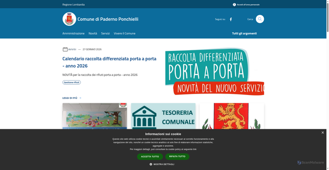 Security scan screenshot of https://www.comunedipadernoponchielli.cr.it