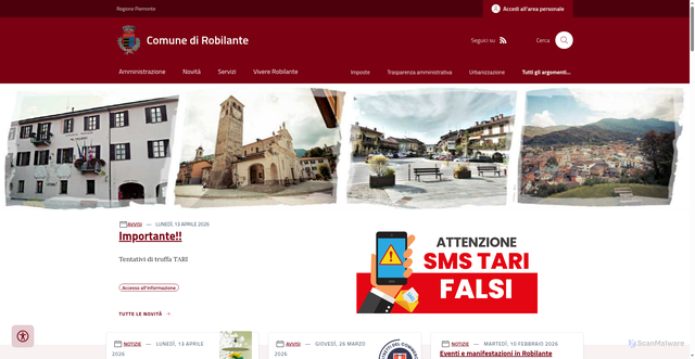 Security scan screenshot of https://www.comune.robilante.cn.it