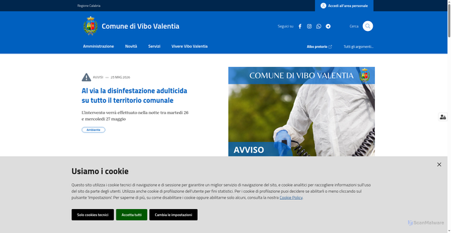 Security scan screenshot of https://www.comune.vibovalentia.vv.it