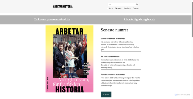 Security scan screenshot of https://arbetarhistoria.se