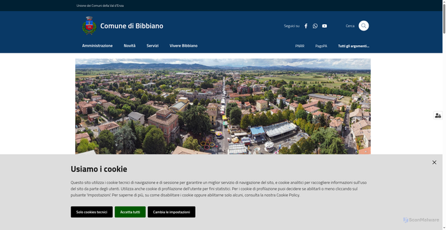 Security scan screenshot of https://www.comune.bibbiano.re.it