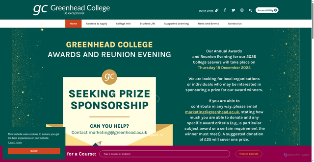 Security scan screenshot of https://www.greenhead.ac.uk/