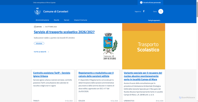 Security scan screenshot of https://www.comune.cerveteri.rm.it