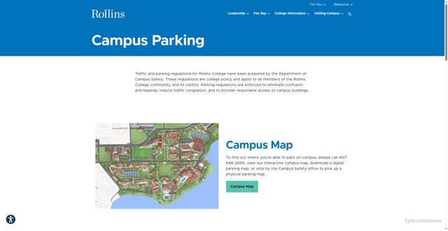 Security scan screenshot of https://rollins-edu-website-ssg.pages.dev/about-rollins/campus-parking/