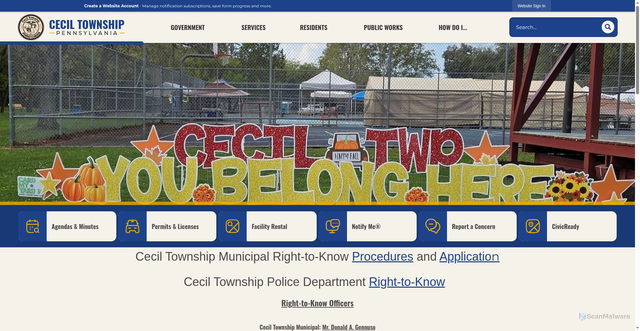 Security scan screenshot of https://ceciltownship-pa.gov/