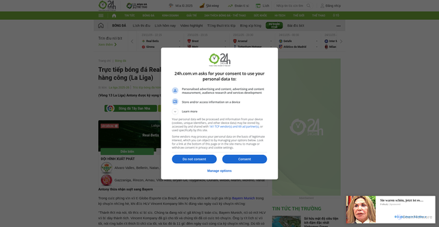 Security scan screenshot of https://www.24h.com.vn/bong-da/truc-tiep-bong-da-real-betis-girona-doi-antony-nam-nhieu-loi-the-la-liga-c48a1716288.html