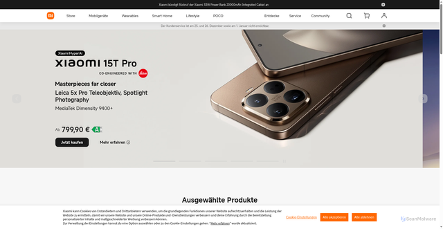 Security scan screenshot of https://www.mi.com