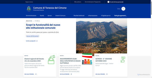 Security scan screenshot of https://www.comune.tonezzadelcimone.vi.it/