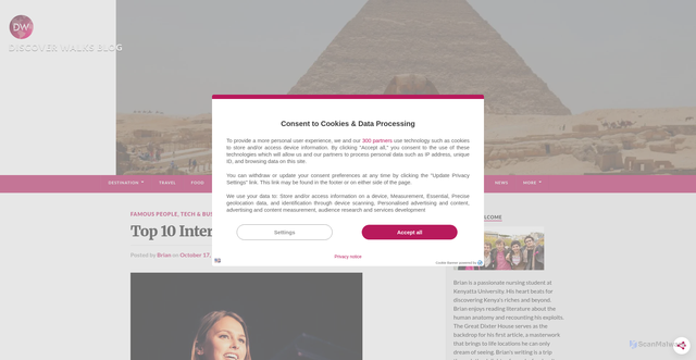 Security scan screenshot of https://www.discoverwalks.com/blog/cape-town/top-10-interesting-facts-about-yael-cohen/