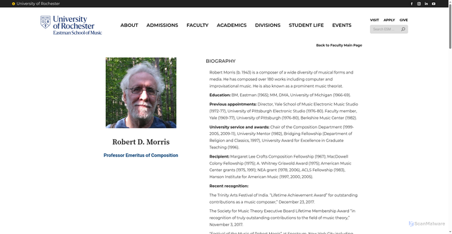 Security scan screenshot of https://www.esm.rochester.edu/directory/morris-robert/