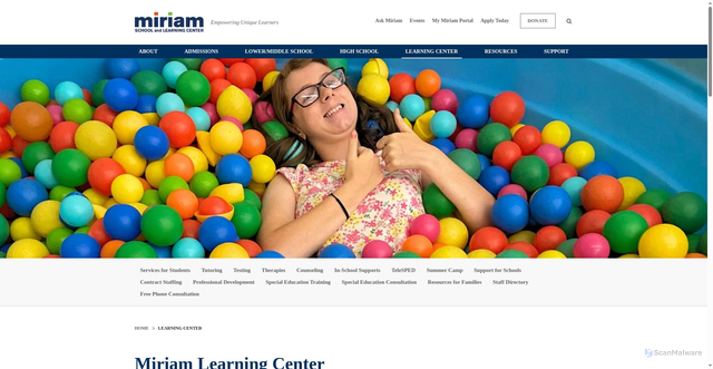 Security scan screenshot of https://www.miriamstl.org/learning-center