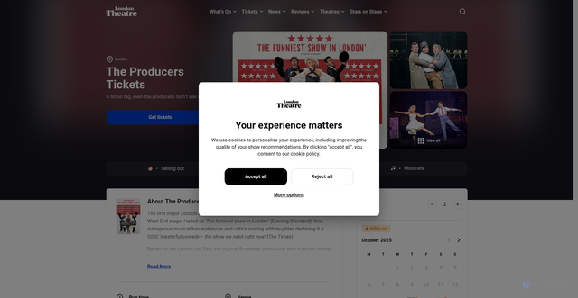 Security scan screenshot of https://www.londontheatre.co.uk/show/43861-the-producers
