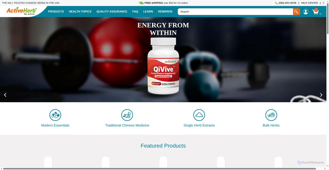 Security scan screenshot of https://www.activeherb.com
