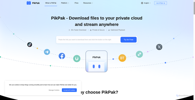 Security scan screenshot of https://mypikpak.net