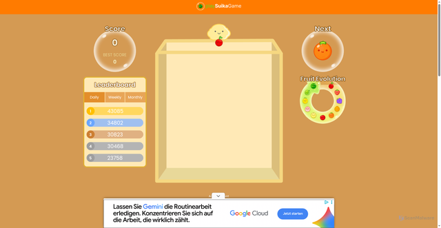 Security scan screenshot of https://playsuikagame.com
