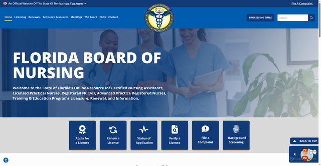 Security scan screenshot of https://floridasnursing.gov/