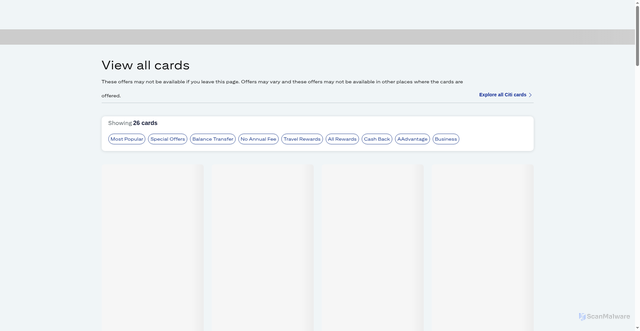 Security scan screenshot of https://citicards.citi.com