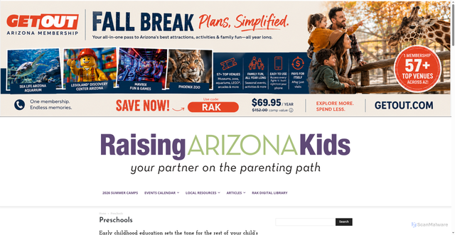 Security scan screenshot of https://www.raisingarizonakids.com/arizona-preschools/