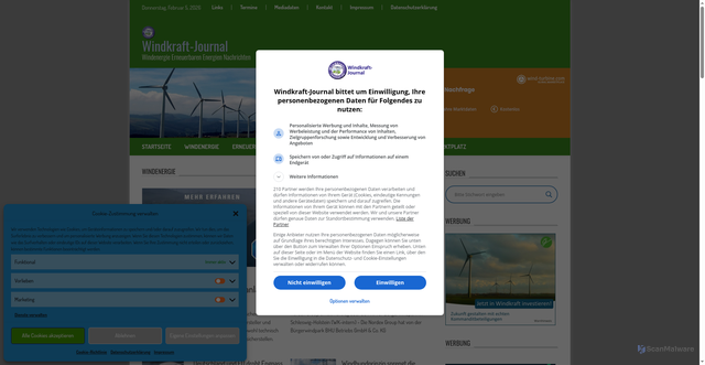Security scan screenshot of https://www.windkraft-journal.de