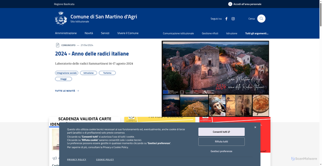 Security scan screenshot of https://www.comune.sanmartinodagri.pz.it/