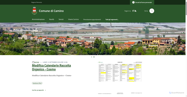 Security scan screenshot of https://www.comune.camino.al.it/