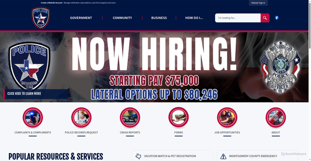 Security scan screenshot of https://shenandoahpdtx.gov/