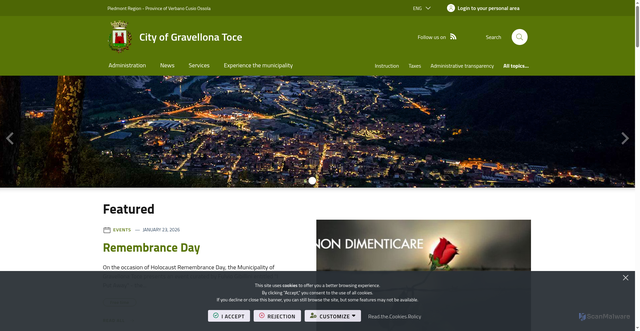 Security scan screenshot of https://www.comune.gravellonatoce.vb.it/it-it/home