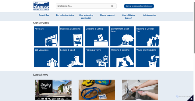 Security scan screenshot of https://www.midsussex.gov.uk/